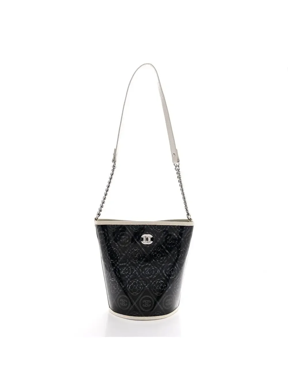 Chanel Crumpled Calfskin Pvc Camellia #282448C14B